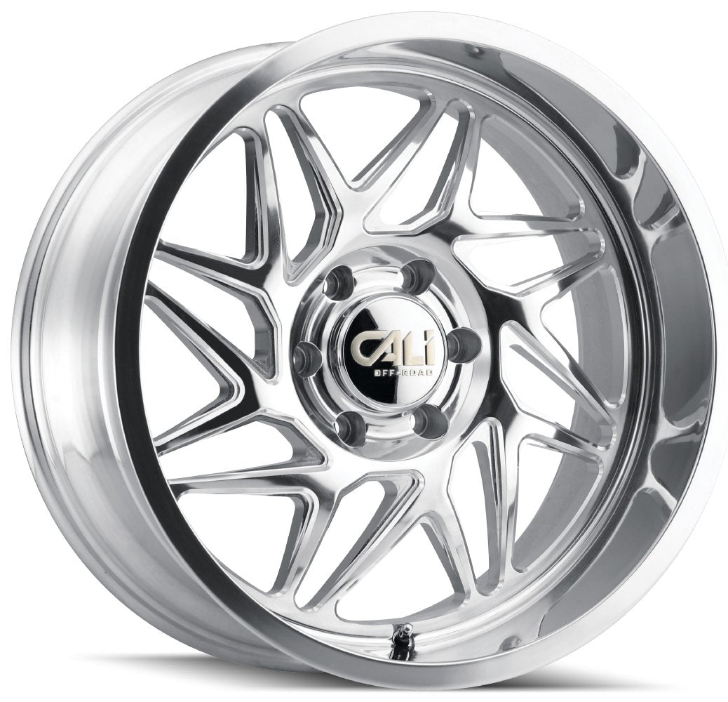 (Clearance - No Returns) 20x10 Cali Off-Road Gemini 9112P Polished w/ Milled Spokes 5x5/127 -25mm - Flex Offroad