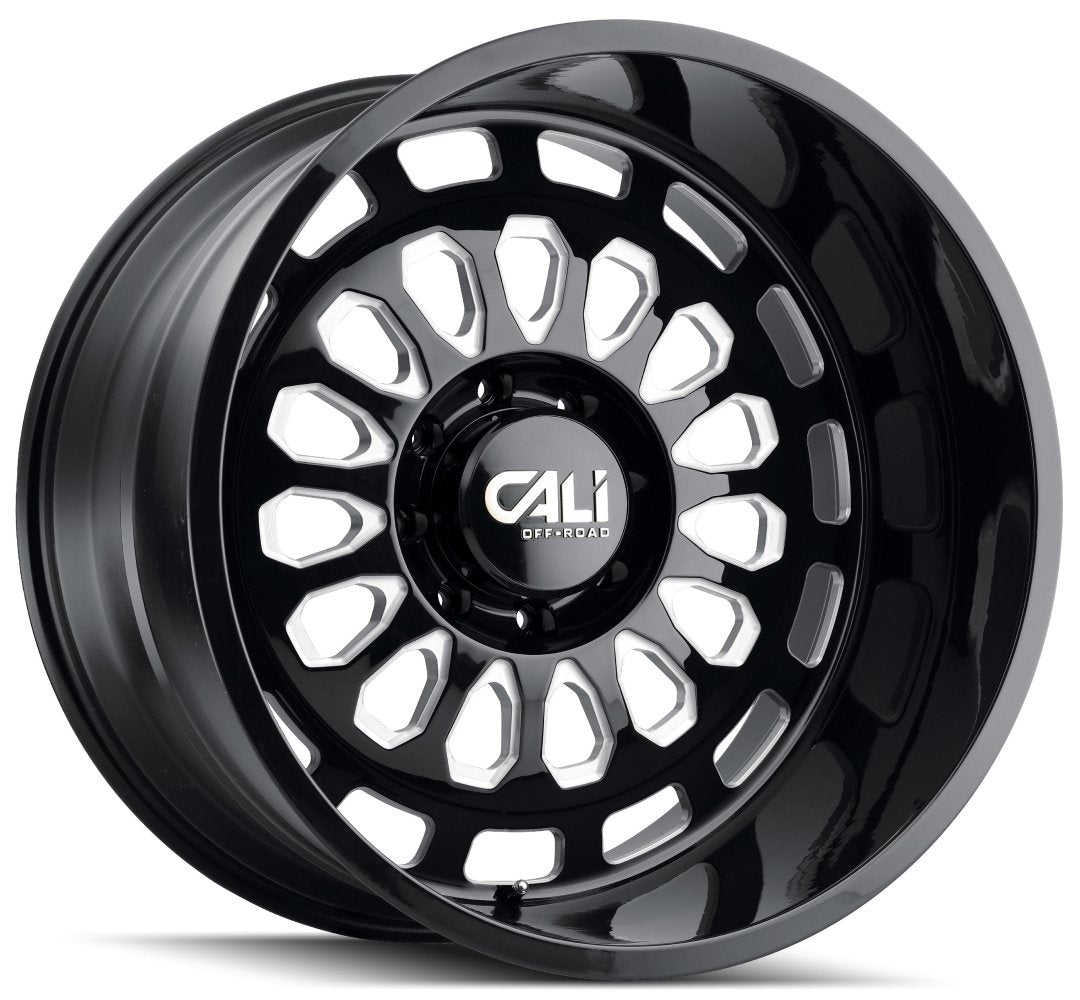 20x12 Cali Off-Road Paradox 9113BM Gloss Black w/ Milled Spokes (* May Require Trimming) 6x135 -51mm - Flex Offroad