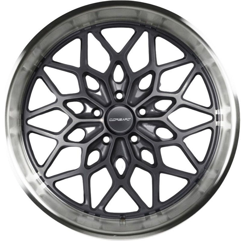 20x8.5 Corsart Gunner R511 Matte Gunmetal Diamond Cut Lip 5x5/127 6mm