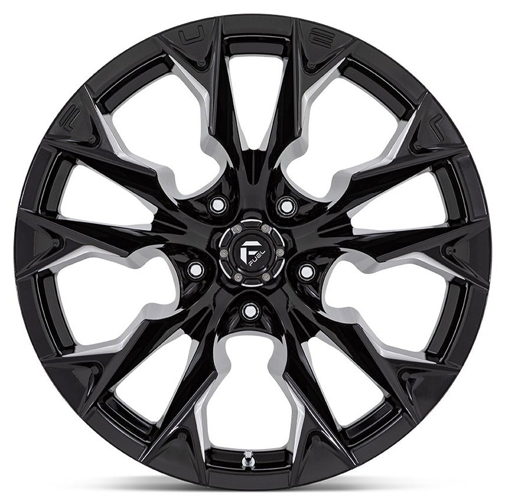 24x12 Fuel Off-Road Flame 5 Gloss Black Milled D803 (* May Require Trimming) 5x5/127 -44mm - Flex Offroad