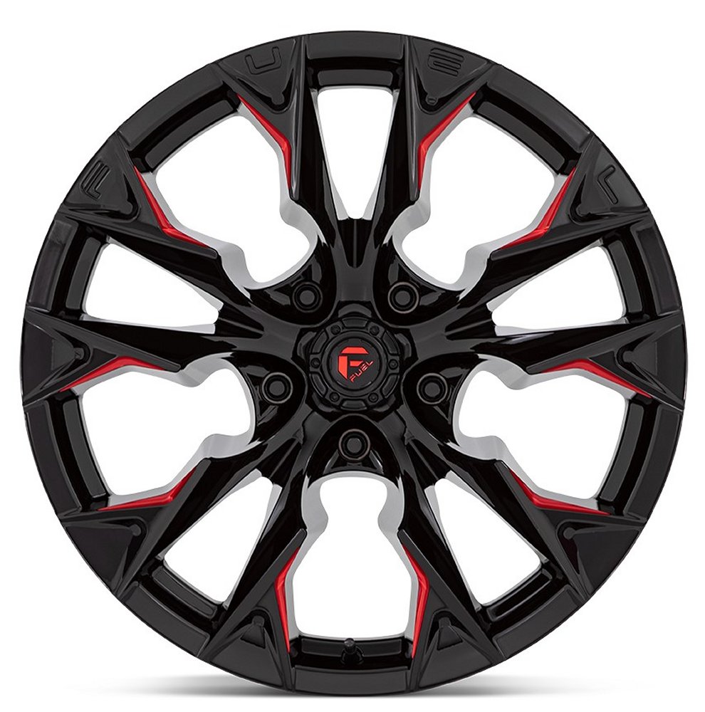 20x10 Fuel Off-Road Flame 5 Gloss Black Milled w/ Candy Red D823 5x5/127 -18mm - Flex Offroad
