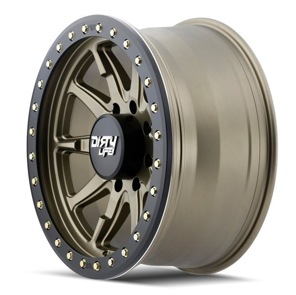 20x9 Dirty Life 9304 DT-2 Satin Gold w/ Simulated Beadlock Ring 8x6.5/165 0mm
