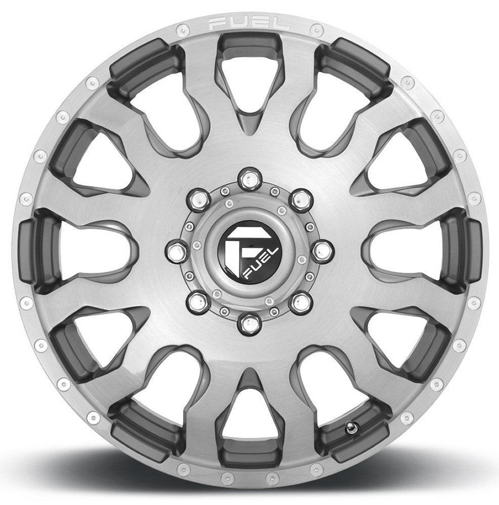 20x8.25 Fuel Off-Road Blitz Platinum Brushed & Tinted Dually Front D693 8X200 105MM 142.0 C.B. - Flex Offroad