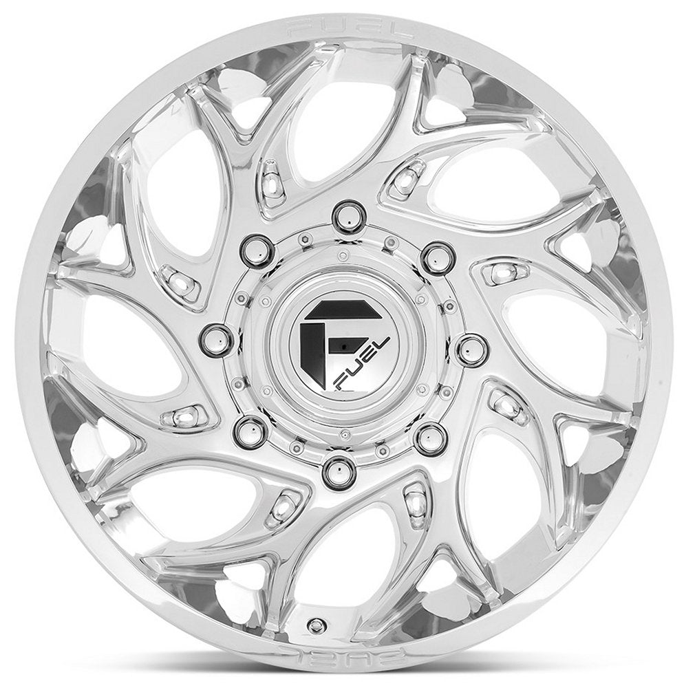 (Clearance - No Returns) 22x8.25 Fuel Off-Road Runner Chrome Dually Front D740 8X6.5/165 105MM 121.5 C.B. - Flex Offroad