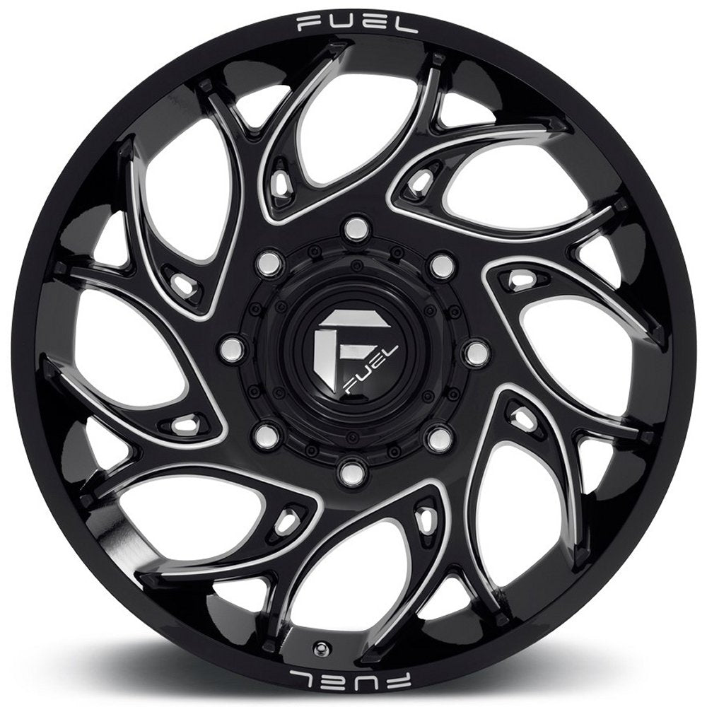 20x8.25 Fuel Off-Road Runner Gloss Black Milled Dually Front D741 8X200 105MM 142.0 C.B. - Flex Offroad