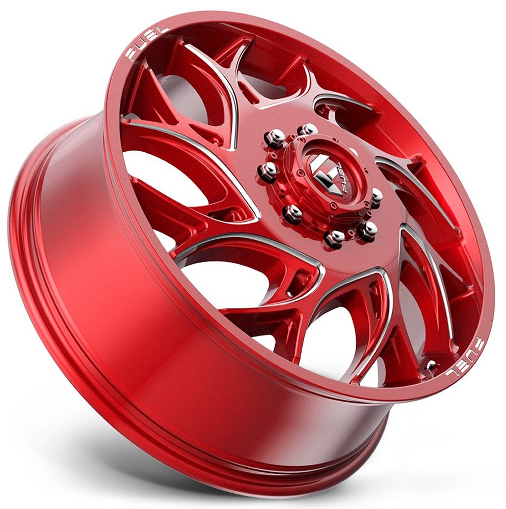 (Clearance - No Returns) 20x8.25 Fuel Off-Road Runner Candy Red Milled Dually Front D742 8X6.5/165 105MM 121.5 C.B. - Flex Offroad