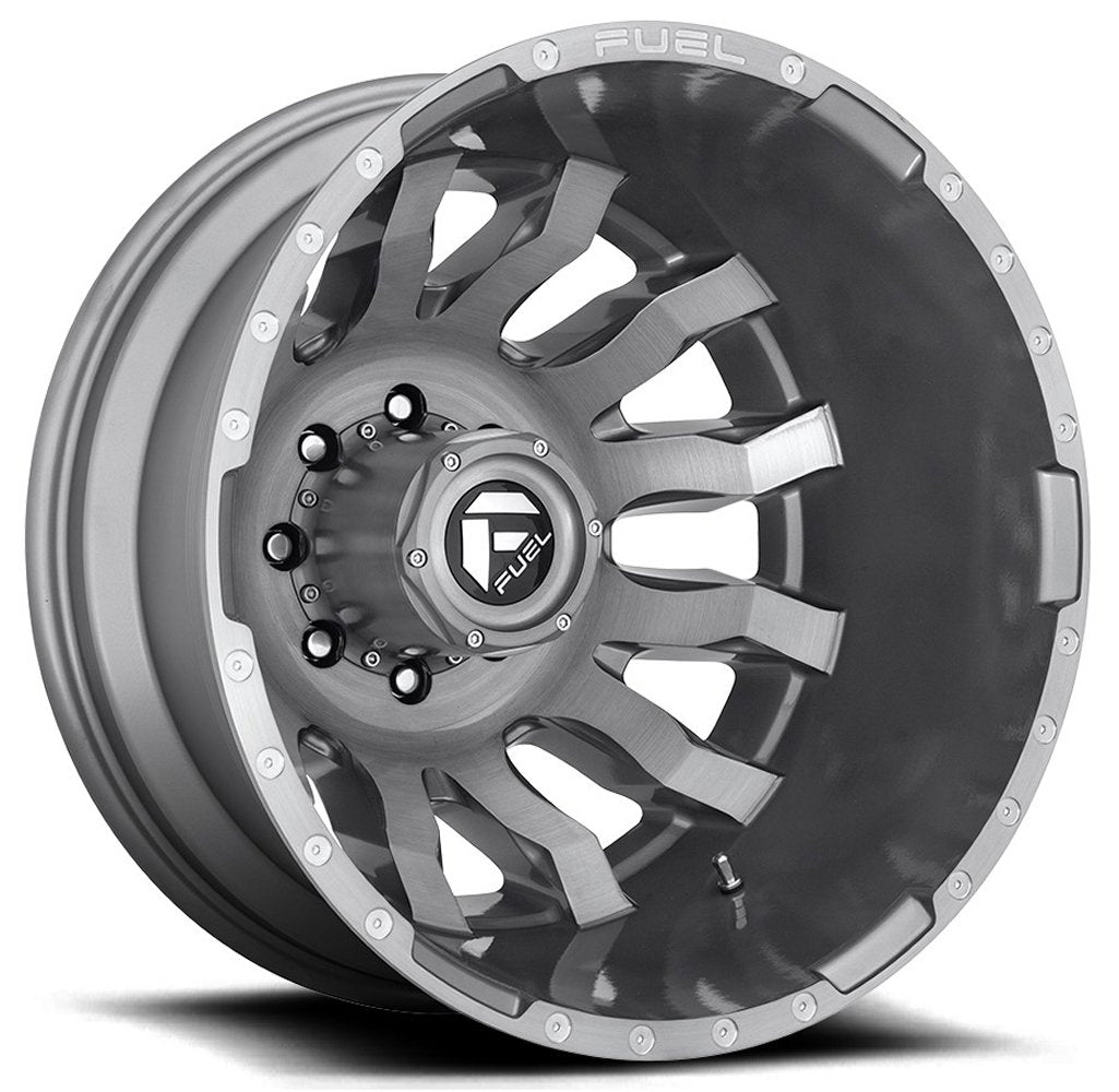 20x8.25 Fuel Off-Road Blitz Platinum Brushed & Tinted Dually Rear Outer D693 8X200 -202MM 142.0 C.B. - Flex Offroad