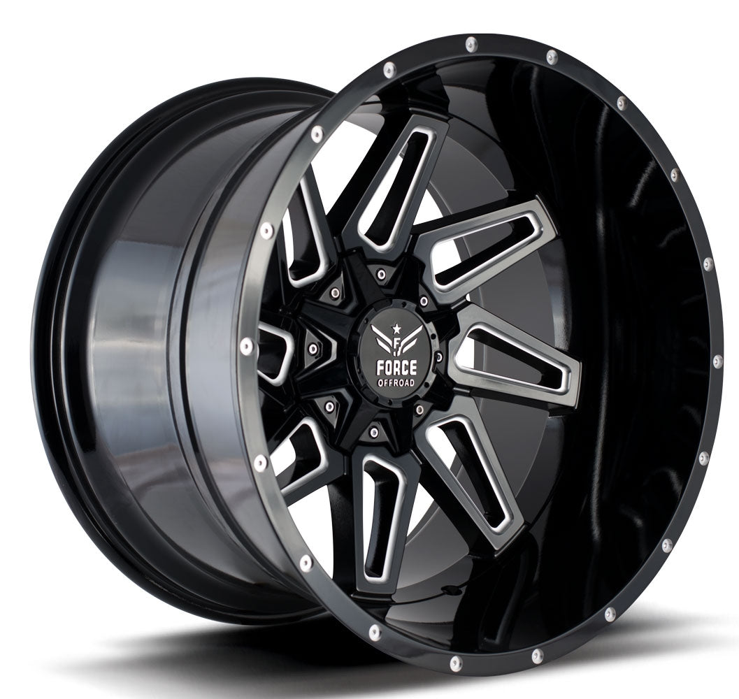 20x10 Force Off-Road F02 Black Milled 5x5/127 5x5.5/139.7 -12mm