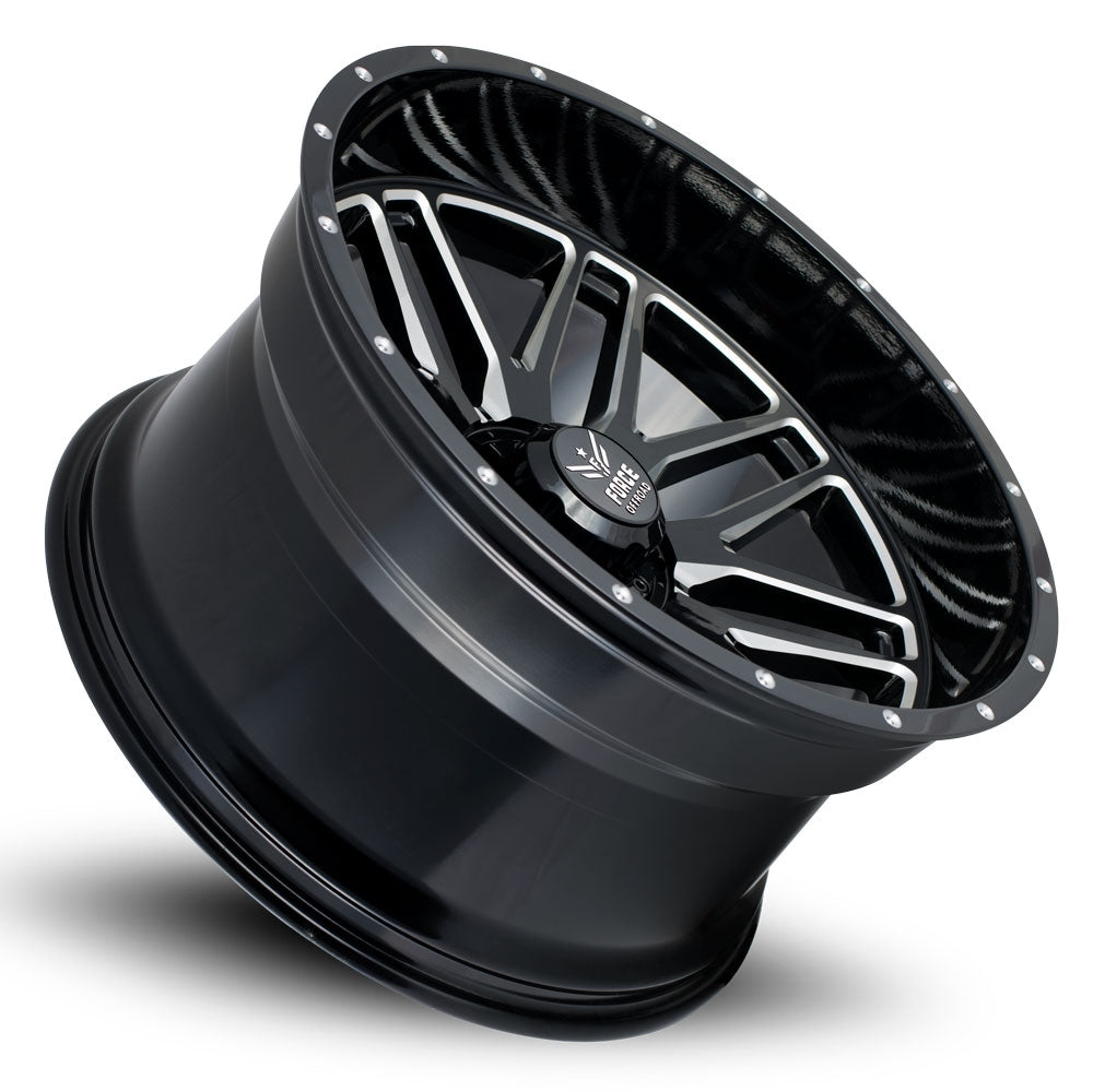 20x12 Force Off-Road F04 Gloss Black Milled (* May Require Trimming) 6x5.5/139.7 -44mm - Flex Offroad