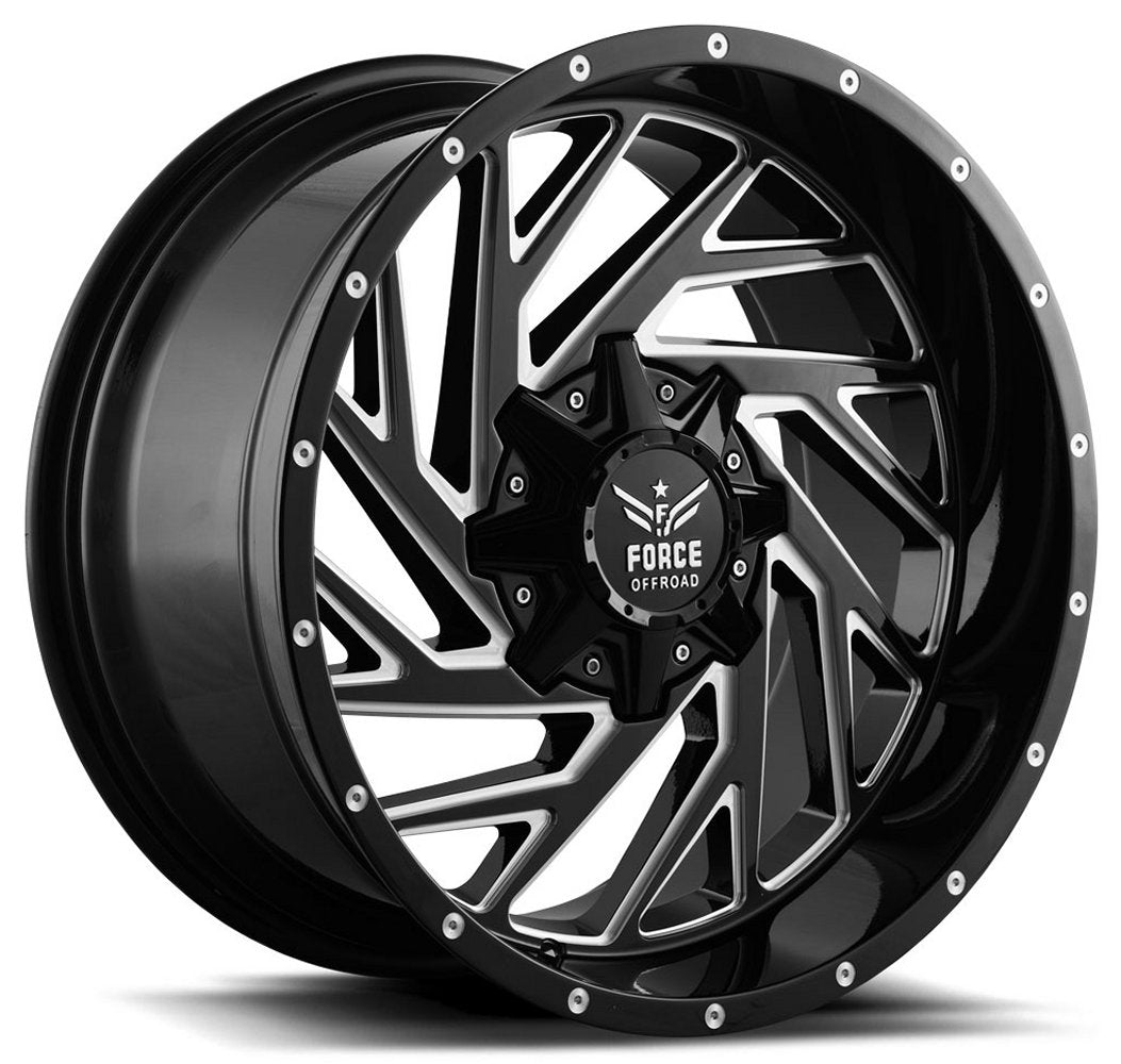 20x10 Force Off-Road F16 Gloss Black Milled 6x135 6x5.5/139.7 -12mm - Flex Offroad