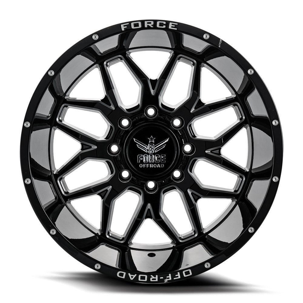 20x10 Force Off-Road F30 Gloss Black Milled 8x170 -12mm - Flex Offroad