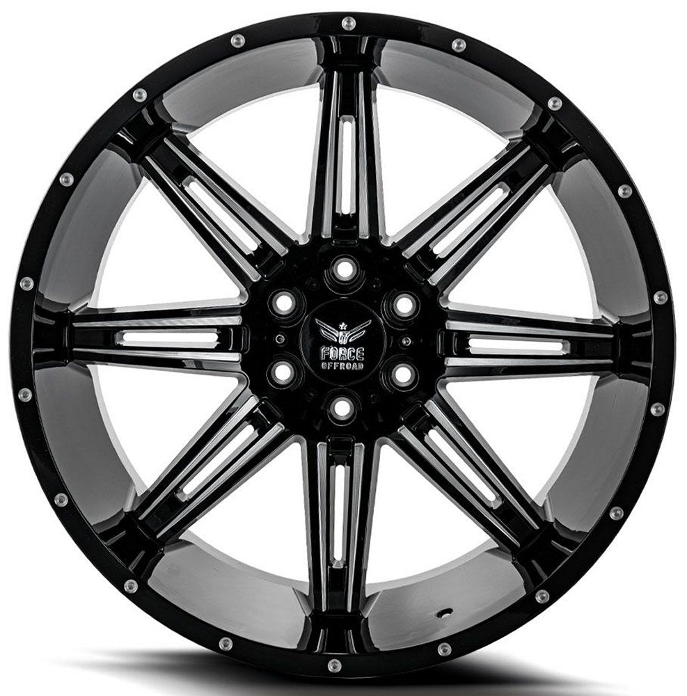 22x12 Force Off-Road F32 Gloss Black Milled (* May Require Trimming) 6x135 -44mm - Flex Offroad