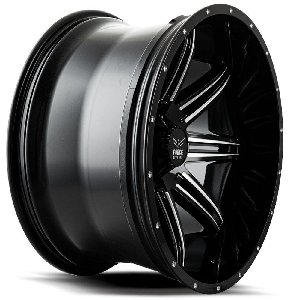 20x12 Force Off-Road F32 Gloss Black Milled (* May Require Trimming) 5x150 -44mm - Flex Offroad