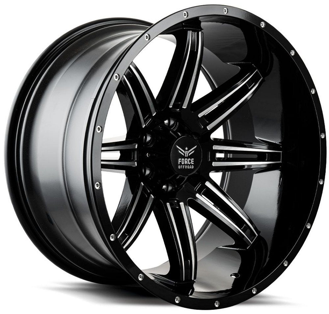22x12 Force Off-Road F32 Gloss Black Milled (* May Require Trimming) 5x5.5/139.7 -44mm - Flex Offroad