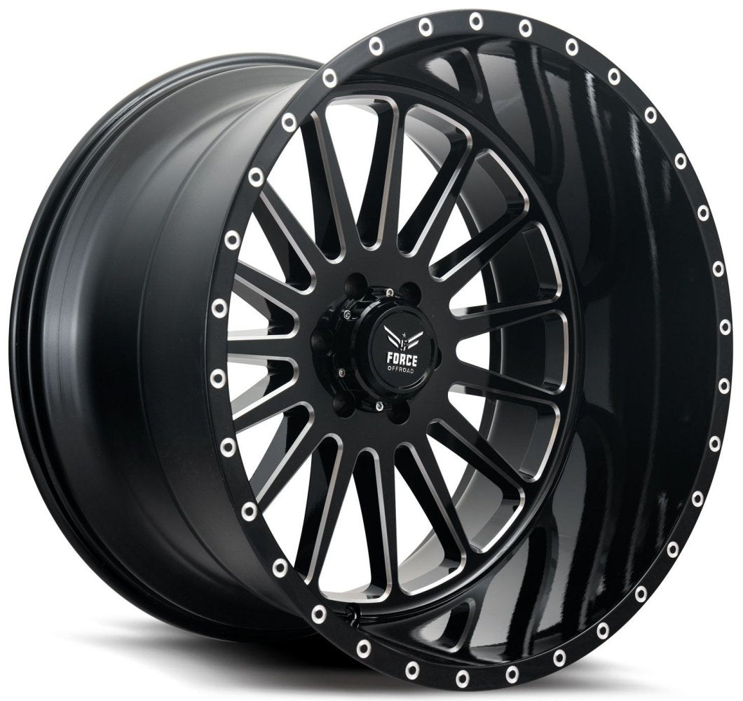 24x14 Force Off-Road F36 Gloss Black Milled (* May Require Trimming) 6x5.5/139.7 -76mm - Flex Offroad