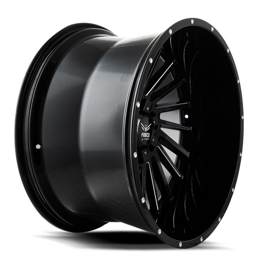 20x12 Force Off-Road F38 Gloss Black Milled (* May Require Trimming) 5x5.5/139.7 5x5/127 -44mm - Flex Offroad