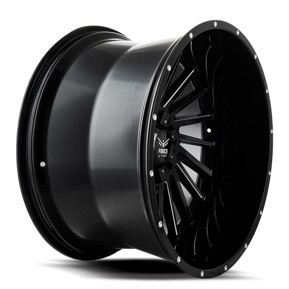 22x12 Force Off-Road F38 Gloss Black Milled (* May Require Trimming) 5x5.5/139.7 5x150 -44mm - Flex Offroad