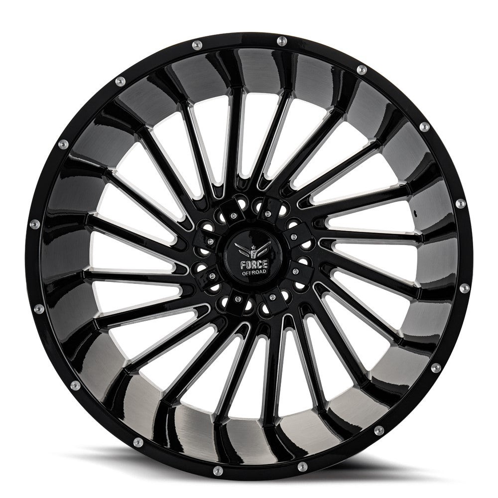 22x12 Force Off-Road F38 Gloss Black Milled (* May Require Trimming) 5x5.5/139.7 5x5/127 -44mm - Flex Offroad