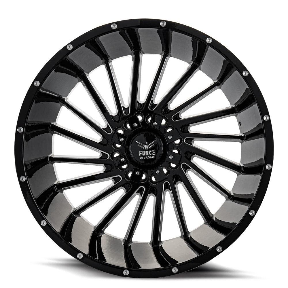 22x12 Force Off-Road F38 Gloss Black Milled (* May Require Trimming) 5x5.5/139.7 5x150 -44mm - Flex Offroad