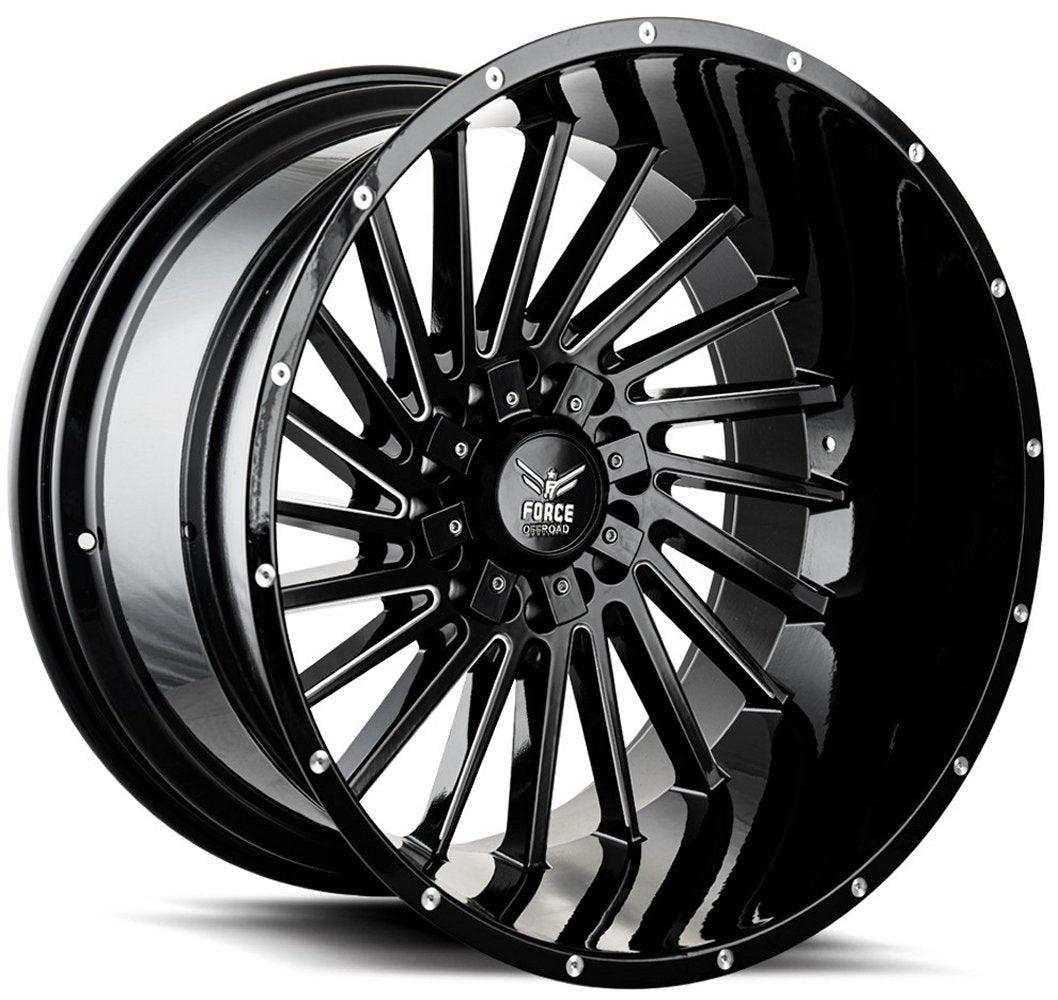 22x12 Force Off-Road F38 Gloss Black Milled (* May Require Trimming) 5x5.5/139.7 5x150 -44mm - Flex Offroad