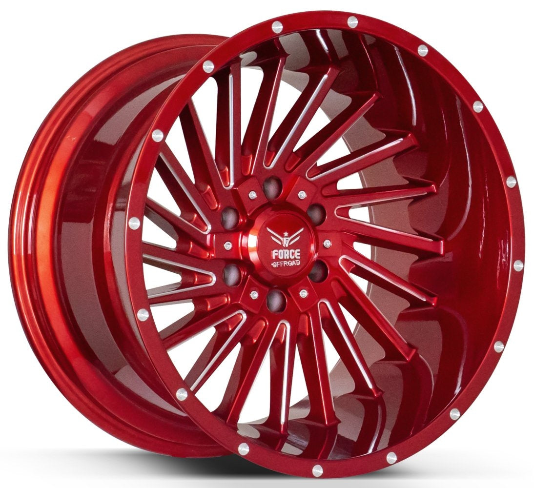 24x14 Force Off-Road F38 Candy Red Milled (* May Require Trimming) 5x5/127 5x5.5/139.7 -76mm - Flex Offroad