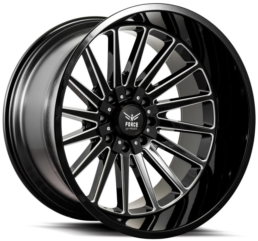 20x12 Force Off-Road F40 Gloss Black Milled (* May Require Trimming) 5x5/127 5x5.5/139.7 -44mm - Flex Offroad