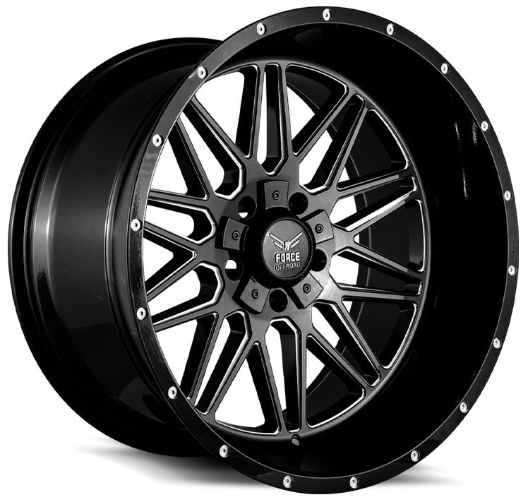 20x10 Force Off-Road F44 Gloss Black Milled 5x5/127 5x5.5/139.7 -12mm - Flex Offroad