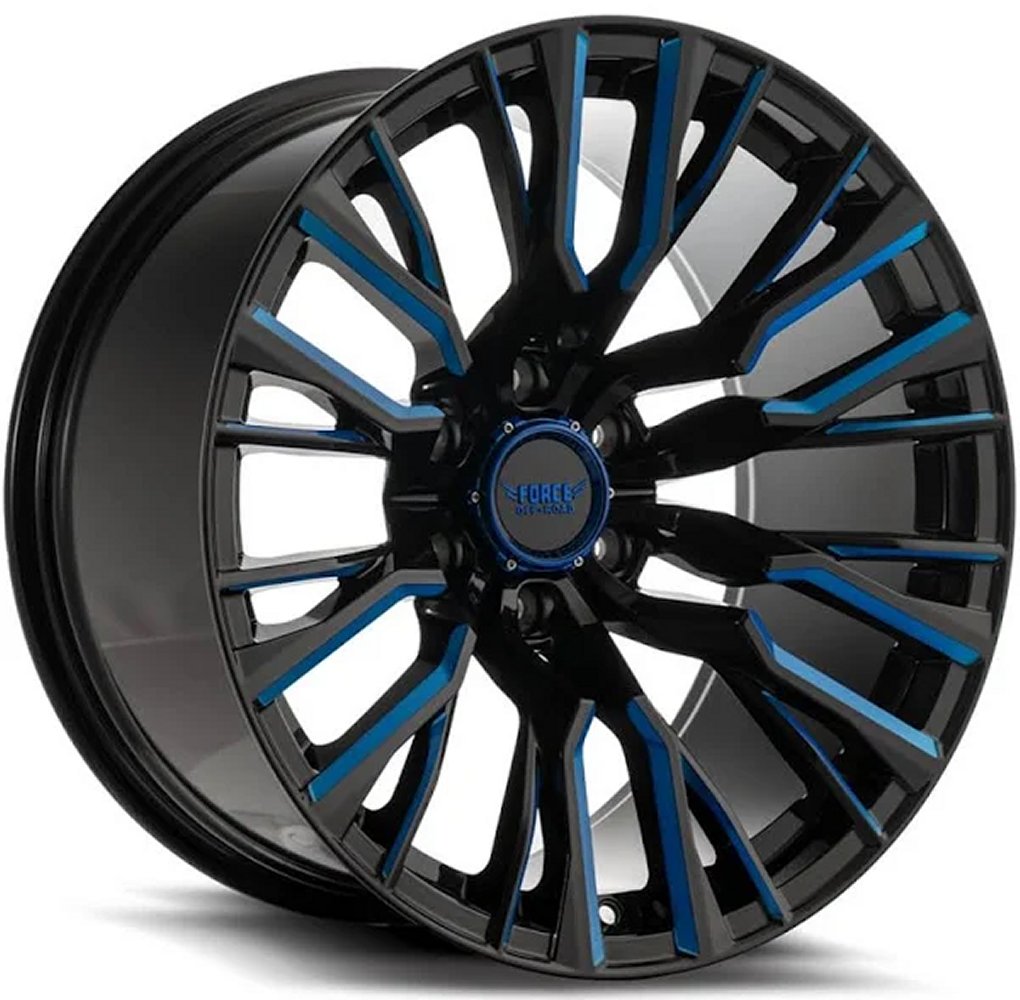 20x10 Force Off-Road F01 Gloss Black Milled Blue Tinted 6x5.5/139.7 -12mm - Flex Offroad