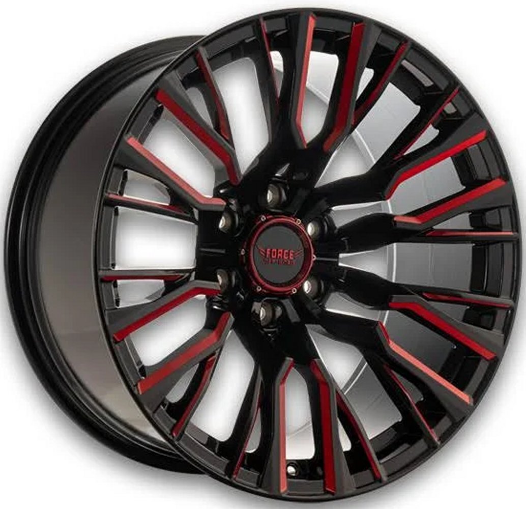 20x10 Force Off-Road F01 Gloss Black Milled Red Tinted 6x5.5/139.7 -12mm - Flex Offroad