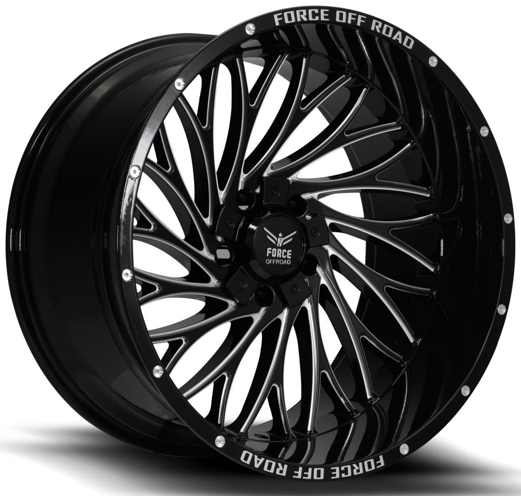20x10 Force Off-Road F50 Gloss Black Milled 6x135 6x5.5/139.7 -12mm - Flex Offroad