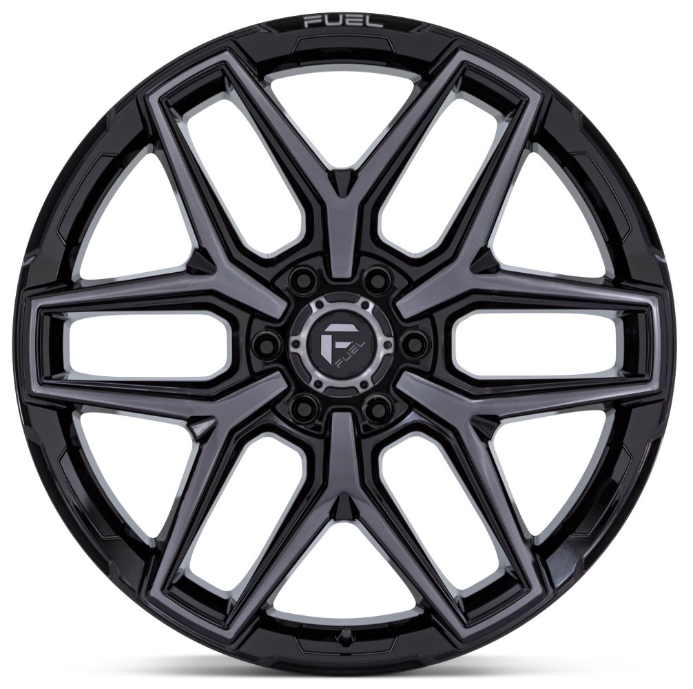 22x9.5 Fuel Off-Road Flux Gloss Black w/ Brushed Gray DDT FC854 6x135 20mm - Flex Offroad