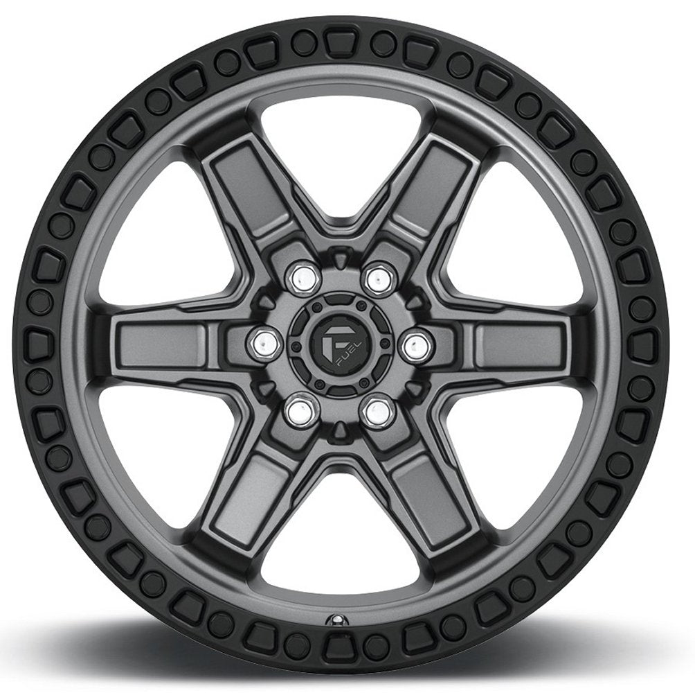 17x9 Fuel Off-Road Kicker 6 Anthracite w/ Black Lip D698 6x4.5/114.3 12mm - Flex Offroad