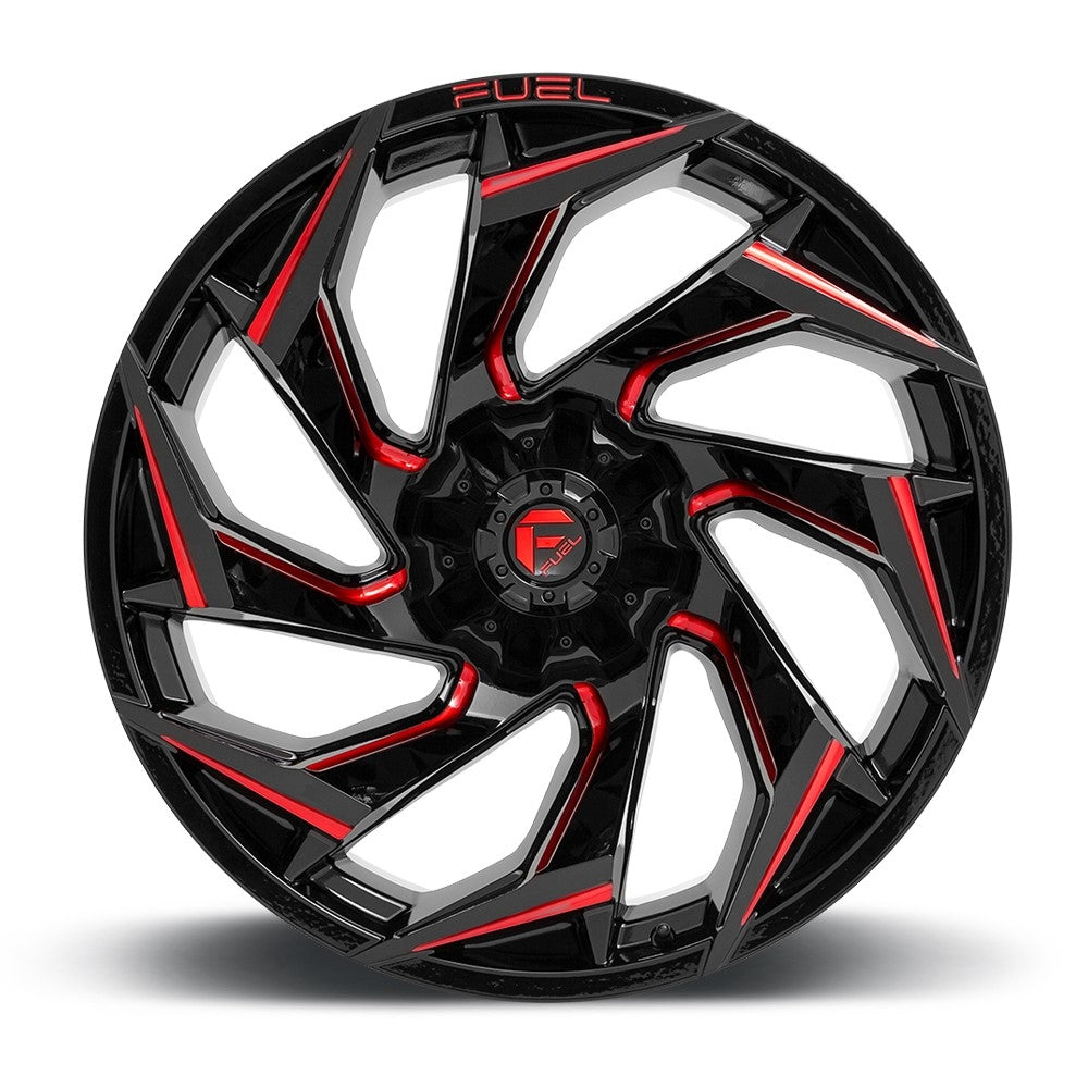 18x9 Fuel Off-Road Reaction Gloss Black Milled w/ Red Tint D755 6x135 6x5.5/139.7 -12mm - Flex Offroad