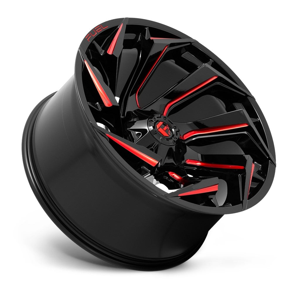 18x9 Fuel Off-Road Reaction Gloss Black Milled w/ Red Tint D755 6x135 6x5.5/139.7 -12mm - Flex Offroad