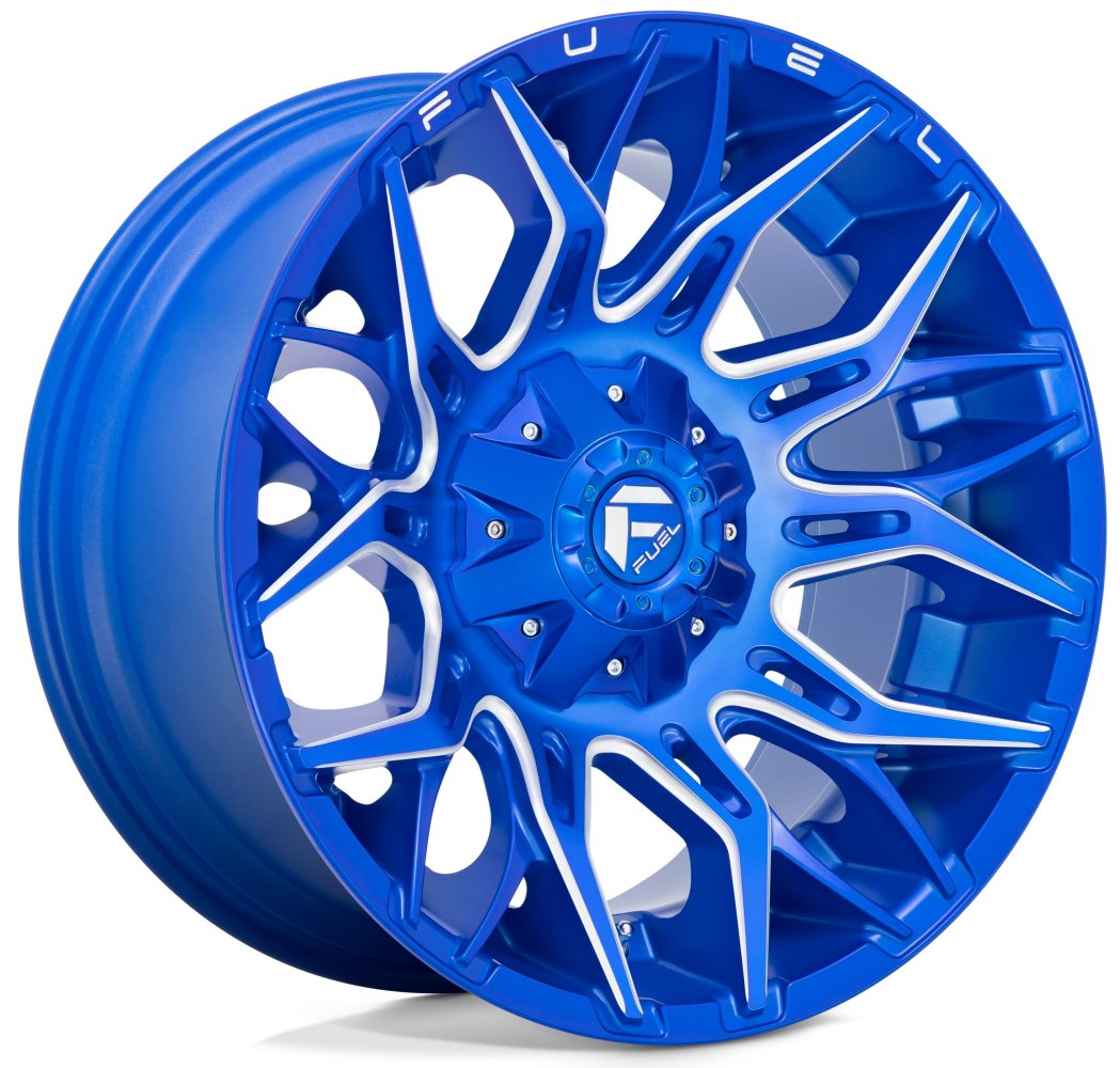 (Clearance - No Returns) 22x10 Fuel Off-Road Twitch Anodized Blue Milled D770 8x6.5/165 -18mm