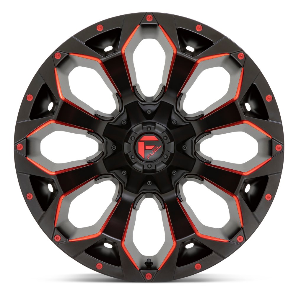 18x9 Fuel Off-Road Assault Matte Black w/ Red Milled D787 5x4.5/114.3 5x5/127 -12mm - Flex Offroad