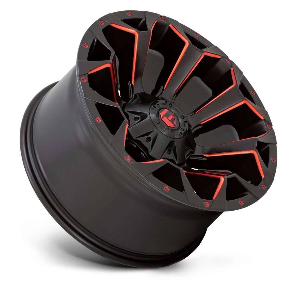 22x10 Fuel Off-Road Assault Matte Black w/ Red Milled D787 6x135 6x5.5/139.7 -18mm