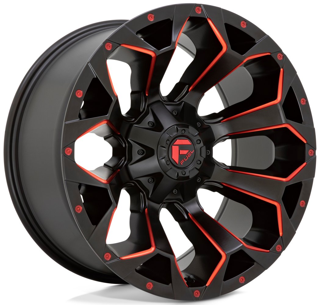22x10 Fuel Off-Road Assault Matte Black w/ Red Milled D787 6x135 6x5.5/139.7 -18mm
