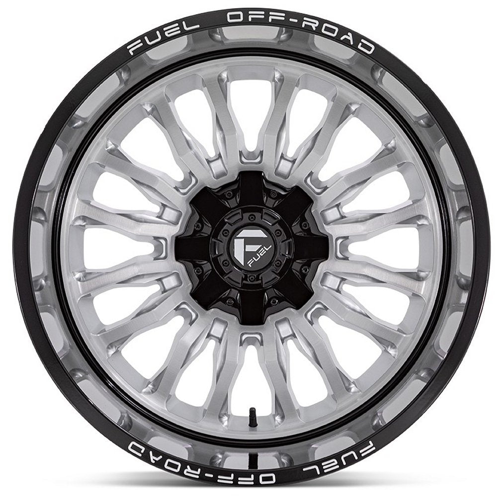 20x10 Fuel Off-Road Arc Silver Brushed w/ Milled Black Lip D798 8x180 -18mm - Flex Offroad