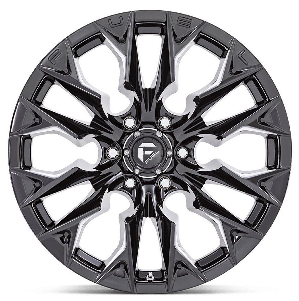 20x10 Fuel Off-Road Flame 6 Gloss Black Milled D803 6x135 -18mm - Flex Offroad