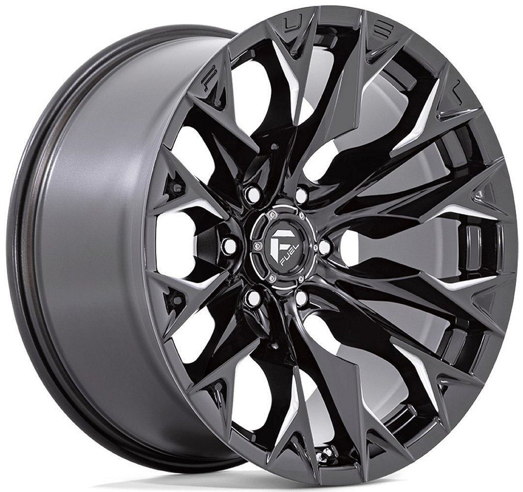 20x9 Fuel Off-Road Flame 6 Gloss Black Milled D803 8x6.5/165 1mm - Flex Offroad