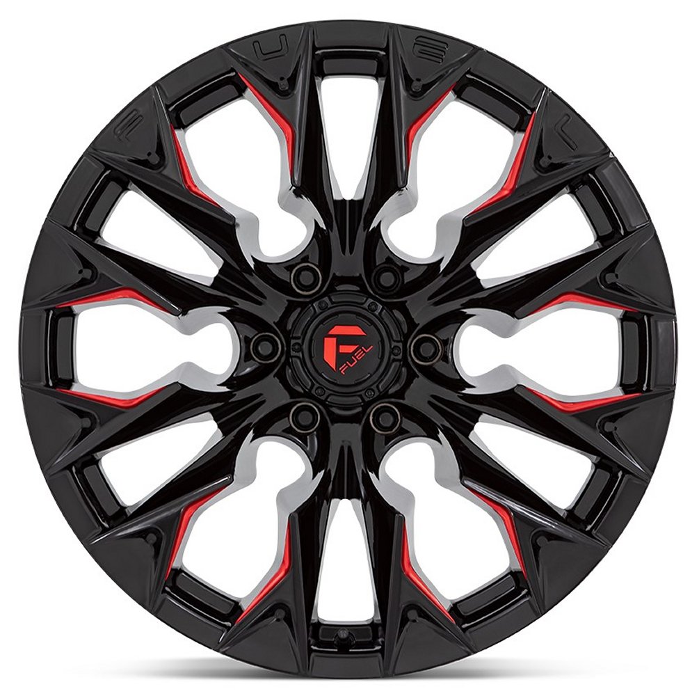 20x10 Fuel Off-Road Flame 6 Gloss Black Milled w/ Candy Red D823 8x6.5/165 -18mm - Flex Offroad