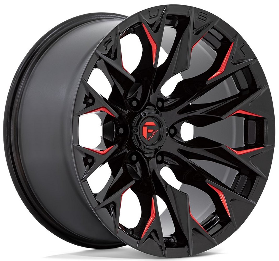 20x10 Fuel Off-Road Flame 6 Gloss Black Milled w/ Candy Red D823 8x6.5/165 -18mm - Flex Offroad