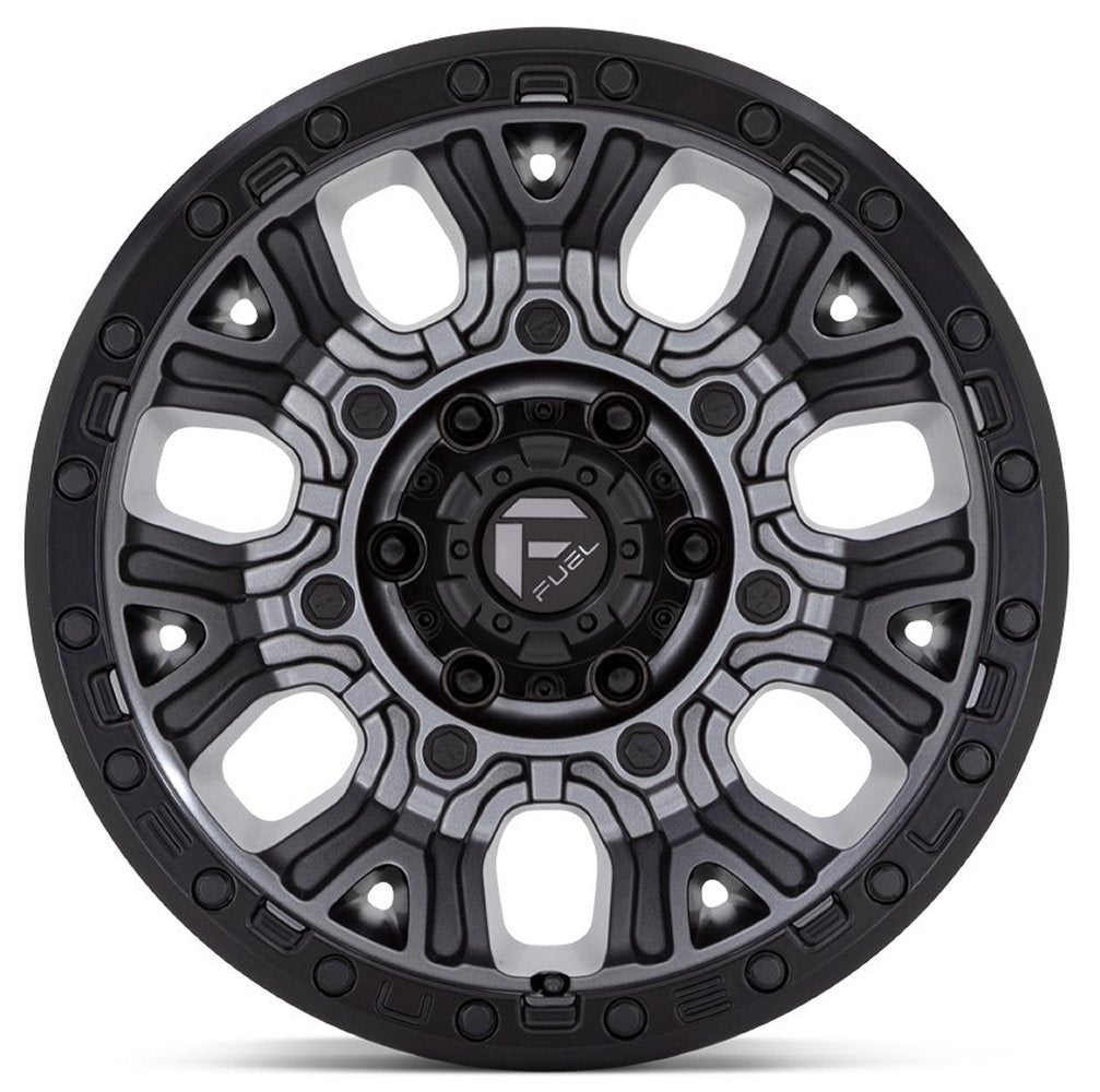 20x9 Fuel Off-Road Traction Matte Gunmetal w/ Black Ring D825 8x180 1mm - Flex Offroad
