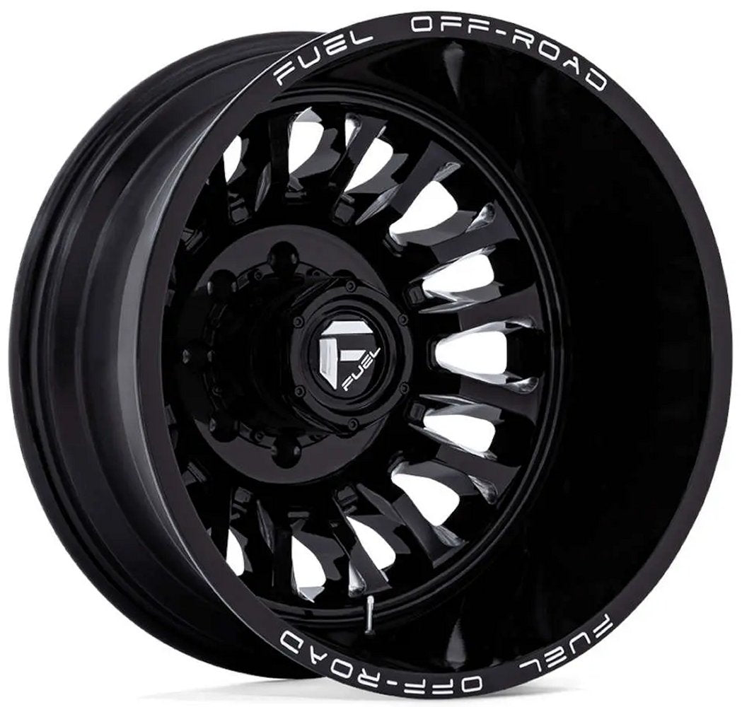 20X8.25 Fuel Off-Road ARC Gloss Black Milled Dually Rear D868 8X210 -227MM 154.3 C.B. - Flex Offroad