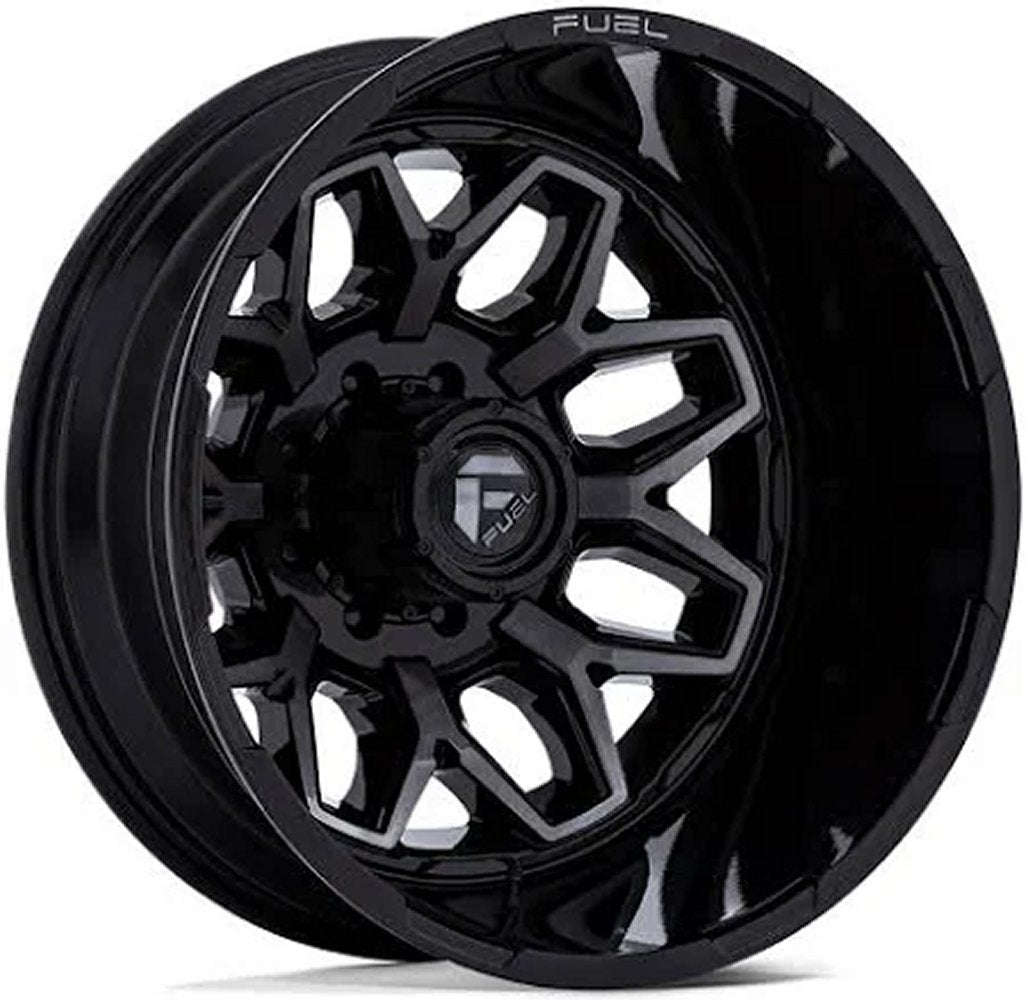 20x8.25 Fuel Off-Road Flux Gloss Black Brushed w/ Gray Tint Dually Rear D875 8X6.5/165 -240MM 121.5C.B. - Flex Offroad