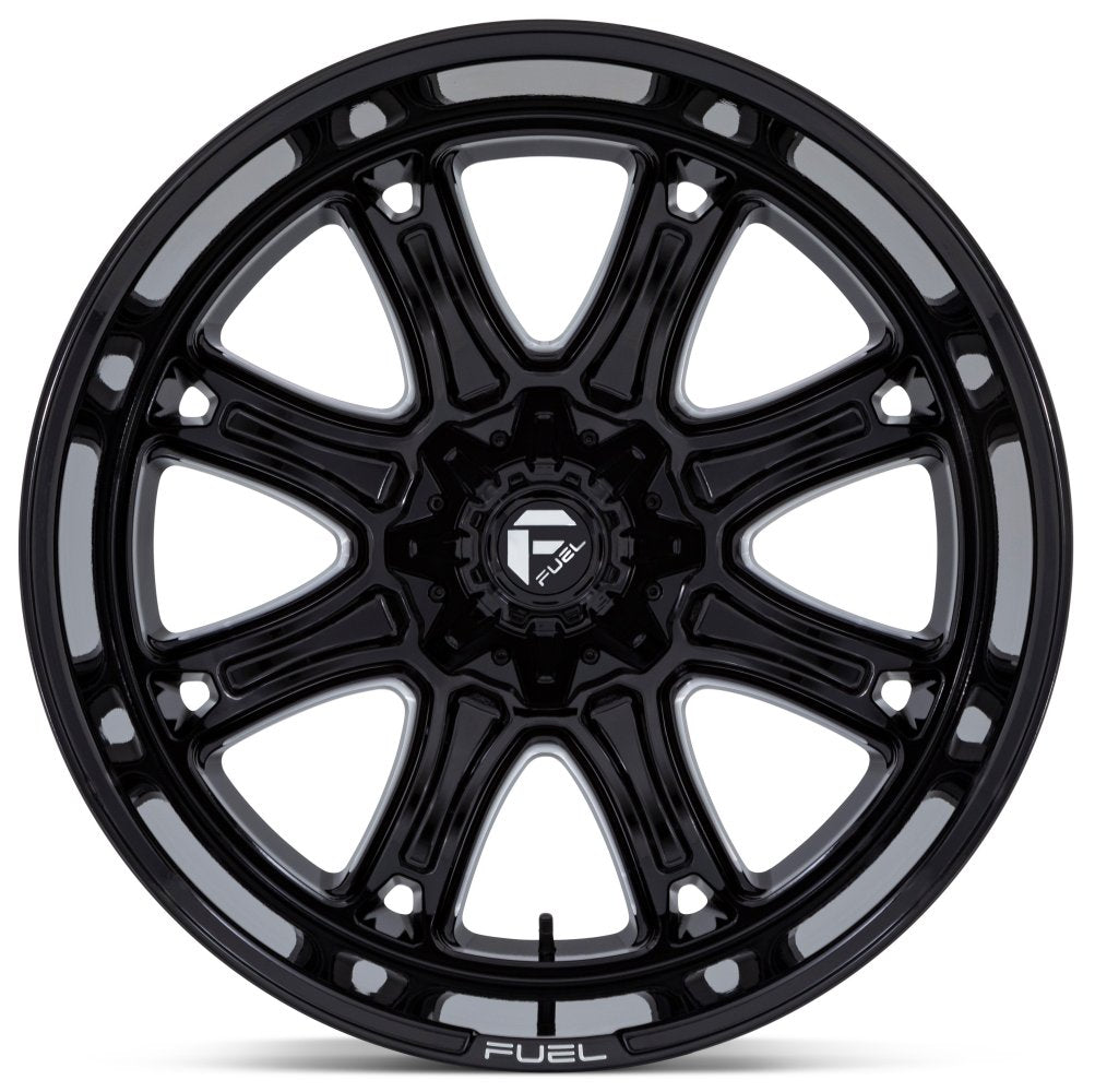 20x9 Fuel Off-Road Darkstar Gloss Black Milled FC853 8x180 1mm - Flex Offroad