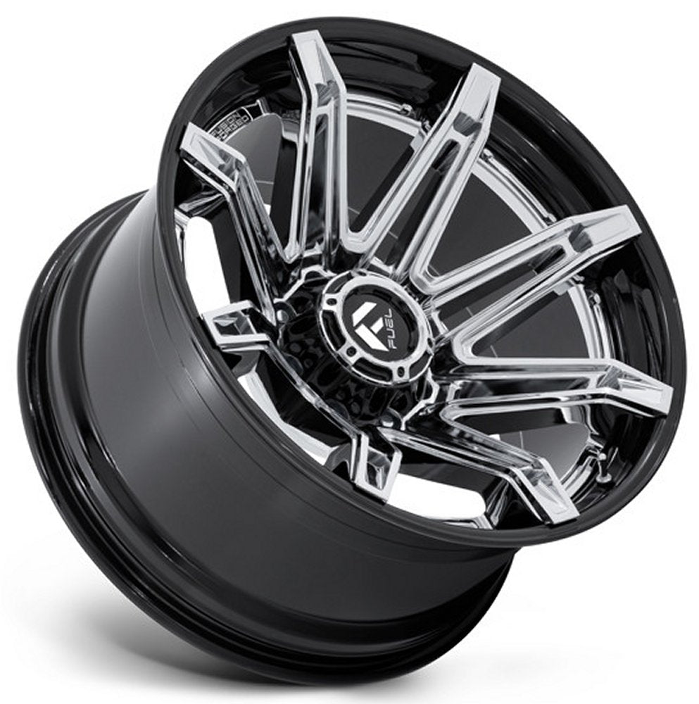24x12 Fuel Off-Road Chrome w/ Gloss Black Lip FC401 (* May Require Trimming) 8x6.5/165 -44mm - Flex Offroad