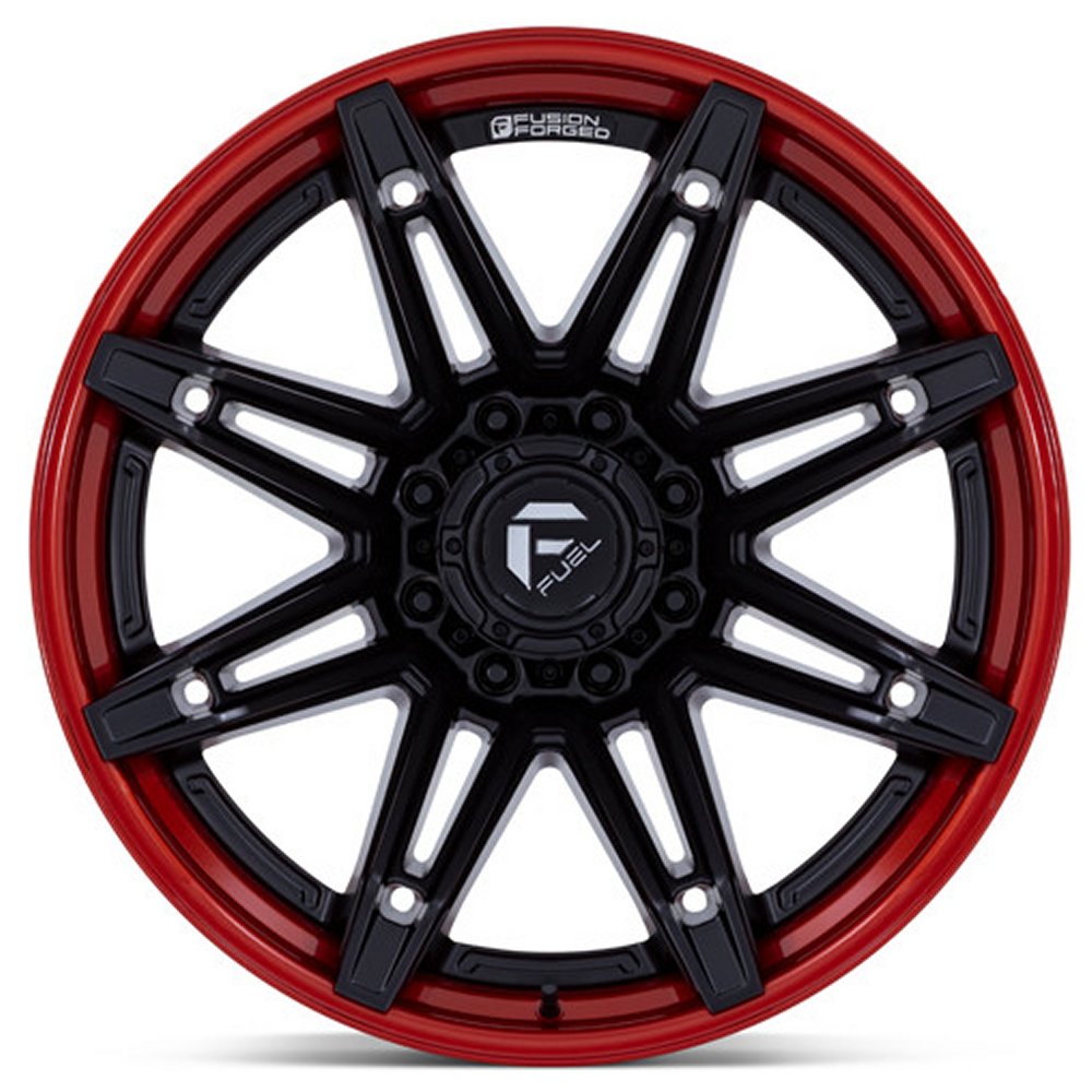 24x12 Fuel Off-Road Matte Black w/ Candy Red Lip FC401 (* May Require Trimming) 6x5.5/139.7 -44mm - Flex Offroad