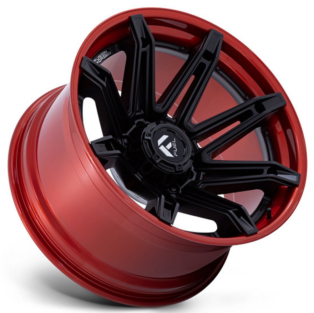 24x12 Fuel Off-Road Matte Black w/ Candy Red Lip FC401 (* May Require Trimming) 6x5.5/139.7 -44mm - Flex Offroad